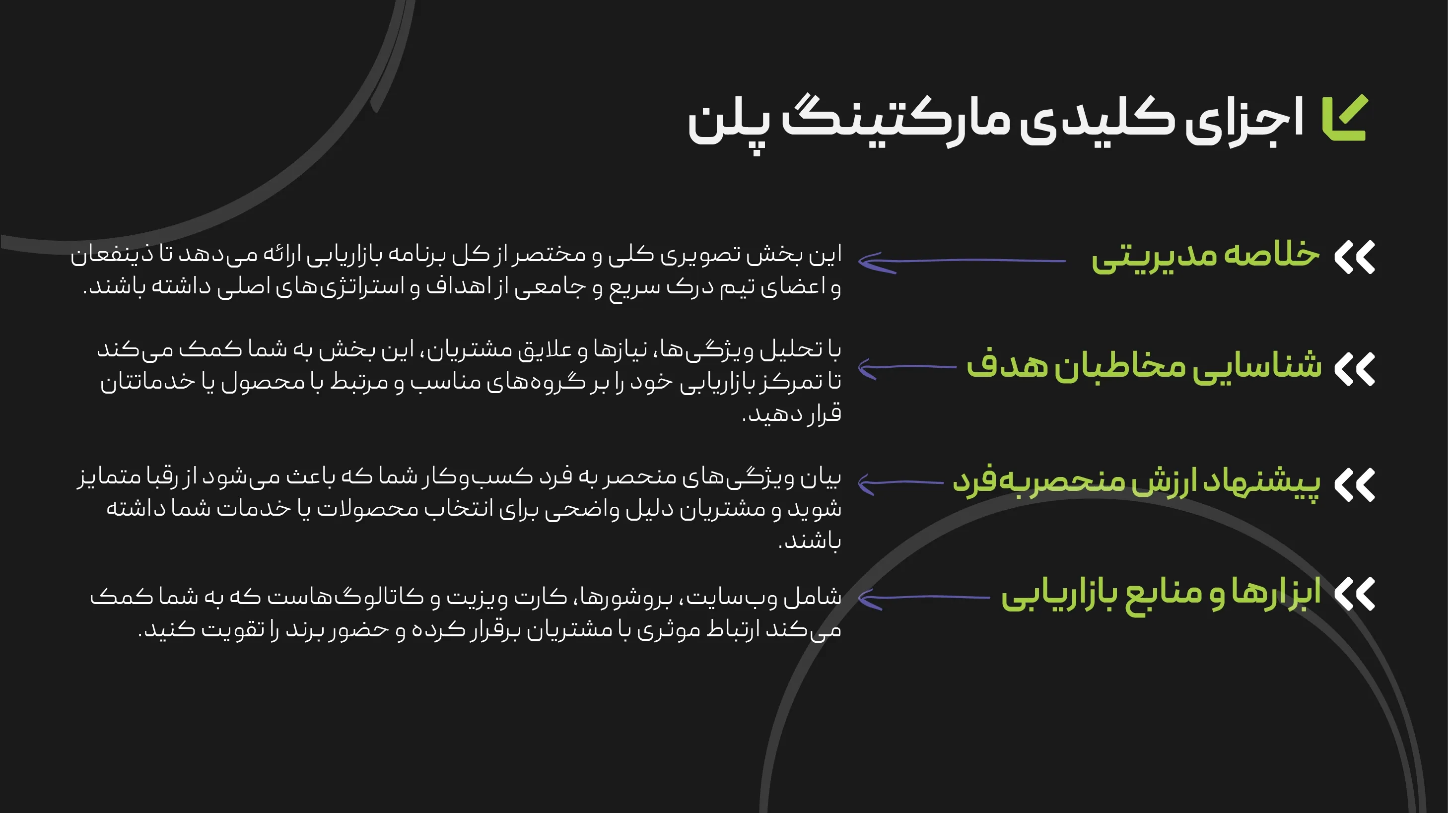 اجزای کلیدی مارکتینگ پلن
